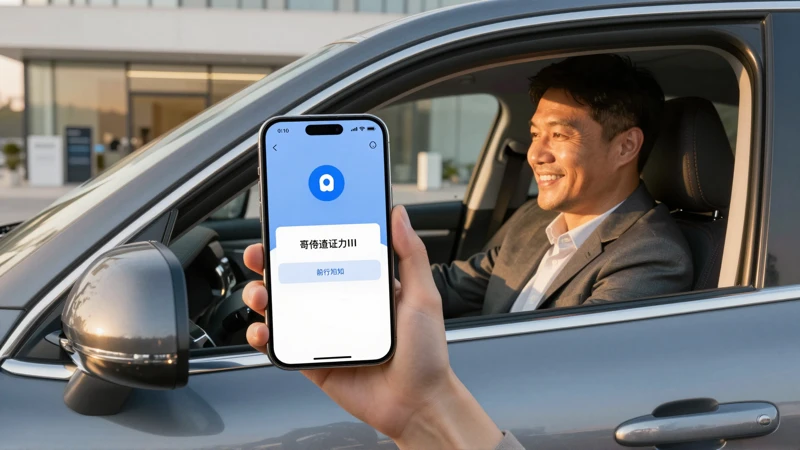 Automóvil moderno con cliente feliz en servicio
