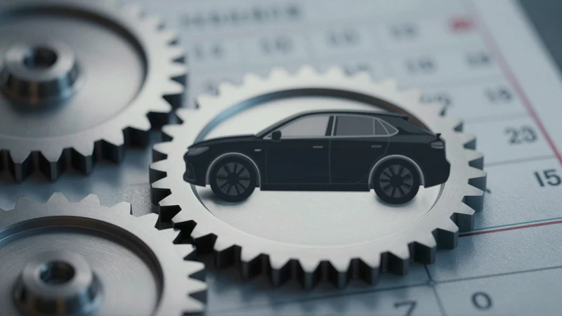 Automóvil futurista con engranajes y detalles cinemáticos