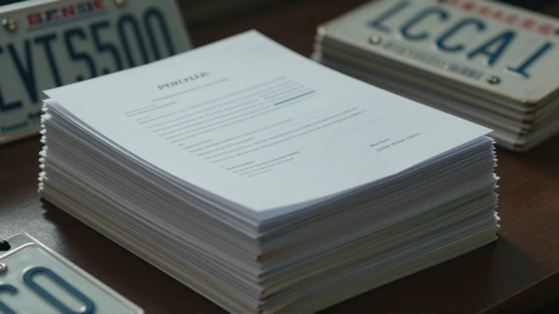 Documentos legales y placas visto desde arriba