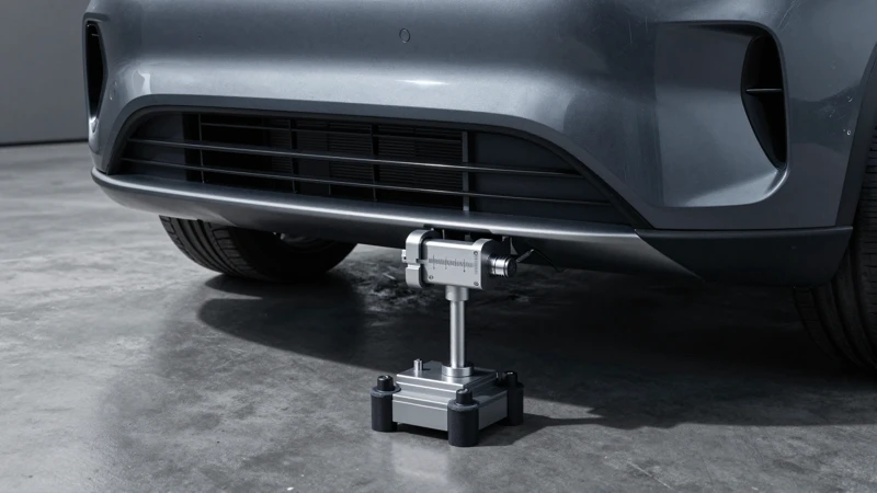 Inspección de parachoques automotriz en garaje profesional