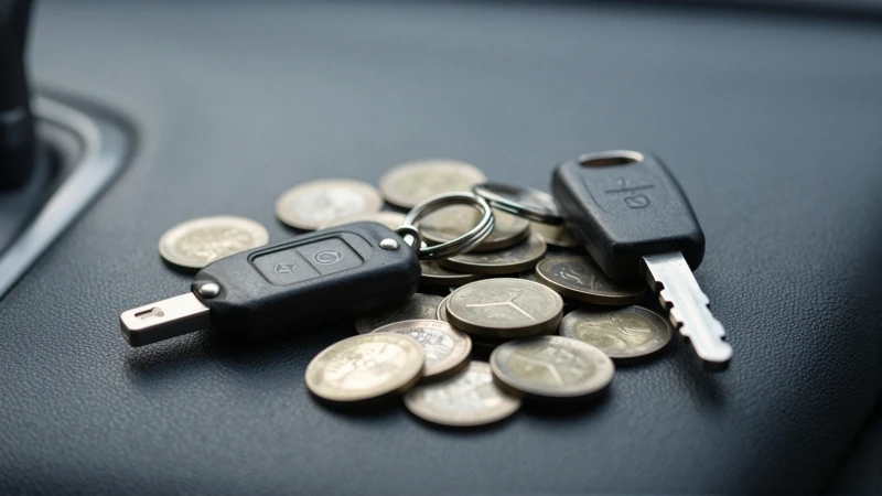 Llaves, monedas y luz sobre un tablero