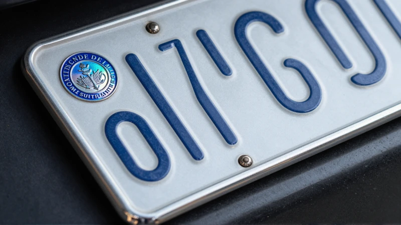 Placa cromada oficial con sello holográfico brillante