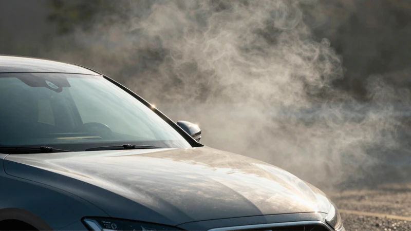 Coche elegante bajo neblina de sol dramatico