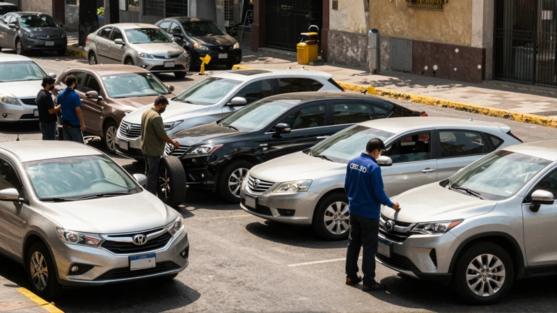 Revisor de vehículos en cola en la Ciudad de México