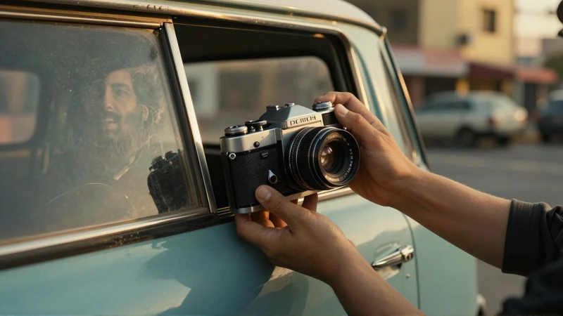 Foto cinematográfica vintage de inspección automotriz en Iztapalapa