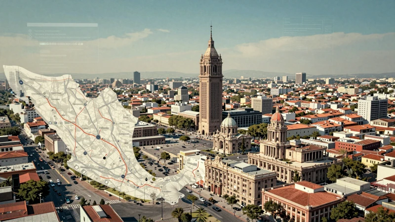 Mapa estilizado de CDMX con interfaz digital